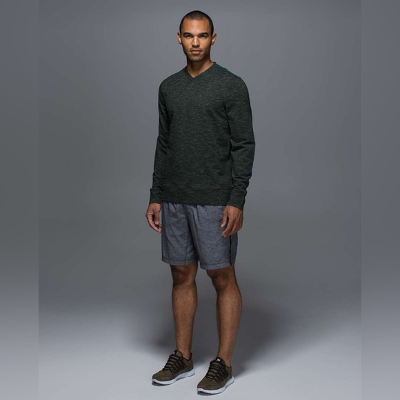 Mens Lululemon Transit Long Sleeve V Heathered Fuel Green / Fuel Green - Picture 3 of 13